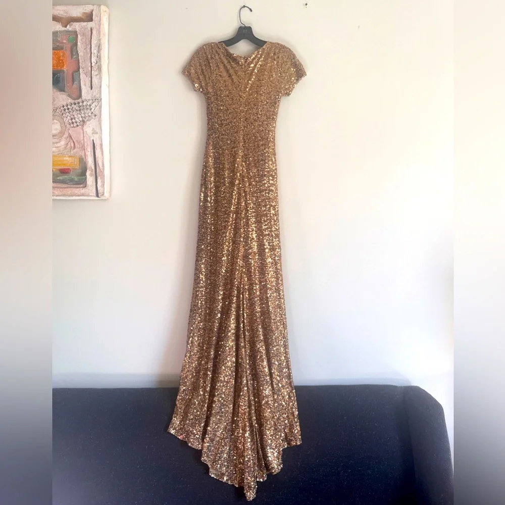 Badgley Mischka Gold Sequin Dress - Picture 3 of 6